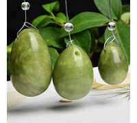 Piedra verde Yoni Egg Set Huevos de jade natural Mujeres Ejercitador de Kegel Músculos Apretar la bola Masaje Yoni Varita Masajeador de jade-Taladro Egg-ClearRope