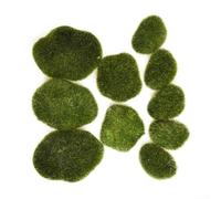Piedras artificiales de musgo verde para decoración de paisajes, rocas de simulación para el jardín del hogar y arreglos florales, bolas de césped de plástico irregulares (10 unidades)