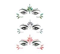 Piedras brillantes para la cara, 3 pegatinas para la cara, piedras brillantes para pegar, piedras brillantes autoadhesivas, pegatinas de festival de diamantes de imitación para mujeres, piedras