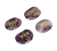 Piedras con Símbolo de Reiki, Piedras Rúnicas, Ligeras, Tierra, Aire, Fuego, Agua, Multiusos, Totalmente Pulidas para Meditación (Amatista)