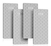 Piedras de Afilar de Diamante, Grano 400/600/1000/1200 Piedra Afilar Cuchillo, Superficie Panal, Placa de Afilado con Base Antideslizante, Herramientas Cocina Exteriores, 4 Piezas