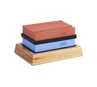 Piedras de afilar para herramientas de tallado de madera, afilador de talladores de piedras de afilar, piedra de gubia, grano 400 y 1000 con almohadillas antideslizantes extraíbles y una base de