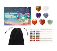 Piedras de amor, piedras de corazón | 7 piedras de bolsillo con bolsa de terciopelo | piedras preciosas decorativas para decoración del hogar para el día de la madre, meditación, escritorio