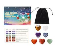 Piedras de amor, piedras de corazón, piedras pulidas de 7 piezas con funda de terciopelo, piedras preciosas decorativas para el hogar, para mujeres y hombres, sala de estar, escritorio