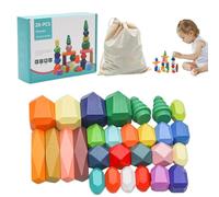 Piedras de bloques apilables para niños, piedras apilables de clasificación de madera - Kit de piedras de bloques de construcción de clasificación de madera para niños - Juguete de aprendizaje sensori