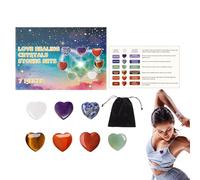 Piedras de corazón, cristales de corazón, piedras pulidas de 7 piezas con funda de terciopelo | para el hogar, piedra preciosa decorativa para salón, escritorio, vitrina