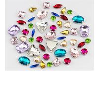 Piedras de Cristal Colores for Coser, con Parte Trasera Plana y Varios tamaños, for decoración Vestidos Boda(Lt Mix Color,60Pcs)