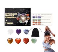 Piedras de en forma de corazón,es de corazón naturales,Juego de piedras naturales para preocupación de palma de amor - Amatista de bolsillo pulida para equilibrio energético y meditación