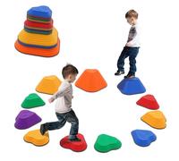 Piedras de Equilibrio para Niños,11 Piedras Duraderas Antideslizantes Que Fomentan el Equilibrio y Habilidades Motoras Pequeños,Curso de Obstáculos,Juegos para Colegios y Guarderías (clásico)