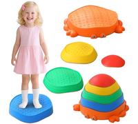 Piedras de Equilibrio para Niños,5 Piedras Duraderas Apilables Antideslizante, Que Fomentan el Equilibrio y Habilidades Motoras, Curso de Obstáculos, Equipo de Juego en Interiores y Exteriores