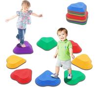 Piedras de Equilibrio para Niños,8 Piedras Antideslizante Piedras de Paso,Desarrollar la Coordinación y el Equilibrio en Interiores y Exteriores Curso de Obstáculos (clásico)