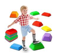 Piedras de Equilibrio para Niños,8 Piedras Apilables Antideslizante, Que Fomentan el Equilibrio y Habilidades Motoras en Niños, Curso de Obstáculos, Equipo de Juego en Interiores y Exteriores