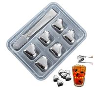 Piedras de hielo reutilizables, bloque de hielo para botellas de agua | Juego de piedras frías de whisky reutilizables, de enfriamiento en forma de corazón de acero inoxidable para liqueu