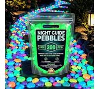 Piedras de jardín coloridas que brillan en la oscuridad, guijarros luminosos de guía nocturna, piedras luminosas de arco iris, rocas brillantes para decoración de paisajismo de caminos d green 200PCS
