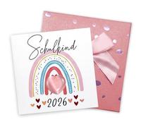 Piedras de la suerte para niños, regalos para escolarización, niñas, niños, escolares, 2026, amuleto de la suerte, comienzo escolar, amuleto de la suerte con caja de regalo (rosa)