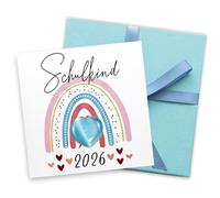 Piedras de la suerte para niños, regalos para escolarización, niñas, niños, escolares, 2026, amuleto de la suerte, comienzo escolar, amuleto de la suerte con caja de regalo (azul)