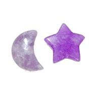 Piedras de luna creciente y estrella de cristal natural, dijes de piedras preciosas pulidas para manualidades, surtido multicolor, sin agujeros (lepidolita)
