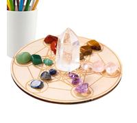 Piedras De Meditación | Conjunto De Energía Cristalina Curativa | Placa De Cuadrícula De Geometría Sagrada De Piedras Preciosas Naturales Balance