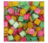 Piedras de Mosaico para Manualidades 50 Uds Diy mezcla de colores brillo mosaico piedras vidrio azulejos guijarros Material artesanal rompecabezas for hacer mosaicos 9 * 9mm(Color 1)