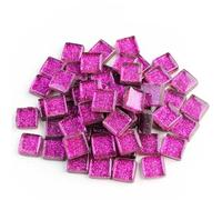 Piedras de Mosaico para Manualidades 50 Uds Diy, mosaico de piedras cristal con purpurina colorida, azulejos, guijarros vidrio, Material artesanal, rompecabezas for hacer mosaicos 9x9mm(Color 17)