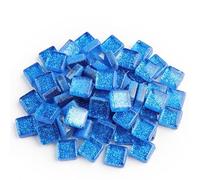 Piedras de Mosaico para Manualidades 50 Uds Diy, mosaico de piedras cristal con purpurina colorida, azulejos, guijarros vidrio, Material artesanal, rompecabezas for hacer mosaicos 9x9mm(Color 26)