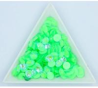 Piedras de neón noctilucentes de vidrio, base plana, sin fijación en caliente, fluorescencia, decoración de uñas, mezcla de peridoto, s6-30, 10 gramos