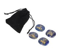 Piedras de Runa Planas Multiusos Reiki Símbolo Piedras Tierra Aire Fuego Agua Ligero Alivio de la Ansiedad para el Equilibrio de Chakras (oro azul)