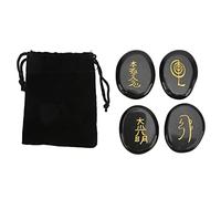 Piedras de símbolos de Reiki de cristal natural Piedras de símbolos de Reiki Piedras de Reiki grabadas 4 piezas Piedras de símbolos de Reiki Superficies más suaves(Hei Yao Shi)