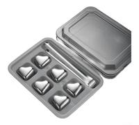 Piedras de whisky reutilizables de acero inoxidable | Cubos de hielo de metal de grado 304 para enfriar bebidas sin dilución | Enfriamiento para whisky, vodka, vino, no corrosivo (B)