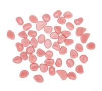 Piedras decorativas brillantes, 50 piezas para caminos, peceras y jardines interiores, absorben la luz solar para un brillo duradero (rosa)