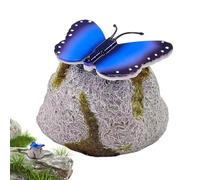 Piedras decorativas de exterior | Piedras artificiales con una mariposa LED solar | Piedras de jardín para pasarela | Para césped, interior, exterior, estanque, patio y patio
