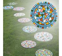 Piedras decorativas multicolores for pasarelas redondas, adoquines resinosos ecológicos for decoración de caminos al aire libre(Blue,1PC)