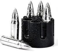 Piedras enfriadoras de whisky para hombres, 6 balas reutilizables de acero inoxidable con base, regalos de cumpleaños para hombre para papá, marido, novio (plata)