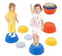 Piedras Equilibrio Niños Juego de 7 Piezas,Piedras Apilables Antideslizante,Que Fomentan el Equilibrio y Habilidades Motoras en Niños, Curso de Obstáculos,Equipo de Juego para Jnteriores y Exteriores