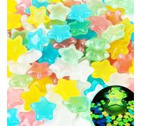 Piedras luminosas de colores, 100 unidades de estrellas luminosas, piedras fluorescentes de 2,3 cm, piedras luminosas, piedras decorativas coloridas para decoración de aceras de jardín, maceta,