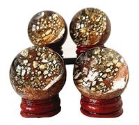 Piedras Naturales Calcopirita Y Esfera De Cristales Curación Mineral Bola De Cuarzo Reiki Suministros De Brujería Decoración De La Habitación,diámetro 40mm-45mm