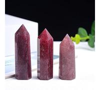 Piedras naturales Punta de varita Piedra Prismas hexagonales Obelisco Varita Tratamiento Piedra Energía Mineral Artesanía mineral Decoración para el hogar Regalo-Fresa crystal_50-60mm