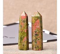 Piedras naturales Punto Varita Piedra Prismas Hexagonales Obelisco Varita Tratamiento Piedra Energía Mineral Artesanía Mineral Decoración Del Hogar Regalo-unakite_50-60mm