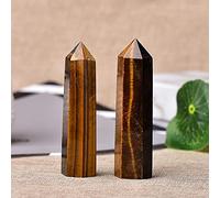 Piedras naturales Punto Varita Piedra Prismas Hexagonales Obelisco Varita Tratamiento Piedra Energía Mineral Artesanía Mineral Decoración para el hogar Regalo-tigres eye_50-60mm