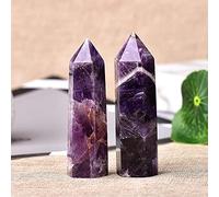 Piedras naturales Punto Varita Piedra Prismas Hexagonales Obelisco Varita Tratamiento Piedra Energía Mineral Artesanía Mineral Decoración Del Hogar Regalo-Amethyst_50-60mm