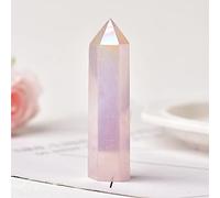 Piedras naturales, varita de punta de cristal, amatista, cuarzo rosa, piedra mineral, manualidades, decoración del hogar, 1 unidad, cuarzo rosa aura, 60-70 mm