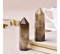 Piedras naturales, varita de punta de cristal, amatista, cuarzo rosa, piedra mineral, manualidades, decoración del hogar, 1 unidad, cuarzo ahumado, 60-70 mm
