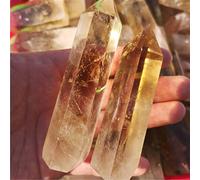 Piedras naturales y minerales, cristal de cuarzo citrino, punta de varita, cristales de cuarzo amarillo, piedra ornamental, 6-7 cm