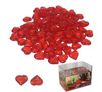 Piedras Preciosas de corazón Rojo para Manualidades - Piedras en Forma de corazón Rojas, 55 Piedras Preciosas de Relleno de jarrón | Piedras Preciosas de Cristales acrílicos para decoración de Fiesta