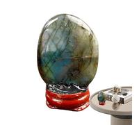 Piedras preciosas de labradorita para alivio, piedra natural de palma, piedra curativa de labradorita, piedra de yoga, curativo pulido, alivio del estrés con base para adultos
