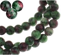 Piedras preciosas de rubí en zoisit, rubí en zoisite, bola de 10/8/6/4 mm, piedra semipreciosa, perla de piedras preciosas con agujero para enhebrar, perlas de joyas (6 mm, 18 unidades)