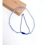 Piedras Preciosas Facetadas, Cuentas De 2-3mm, Pulsera Ajustable Tejida A Mano, Gargantilla De Cristal Turquesa De Lapislázuli, Joyería Para Hombre Y Mujer, Regalo De Fiesta,Ágata Azul,15 Cm Ajustable