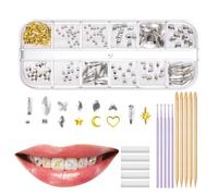 Piedras preciosas para dientes, piedras preciosas dentales de moda, dientes reflectantes, artificial, piedras preciosas multiformas para fiesta de los dientes de Halloween