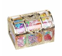Piedras preciosas para niños: colorida con caja de pecho pirata del tesoro | Verano bajo el agua Piedras preciosas acrílicas Set Decoración de fiesta de cumpleaños para niños Swimming Pool Party