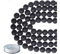 Piedras preciosas redondas de ónix negro mate natural de 10 mm, 80 cuentas sueltas a granel para hacer joyas, pulseras con cordón elástico LPBeads